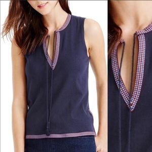 J.CREW - Navy Blue Tank top with embroidered trim